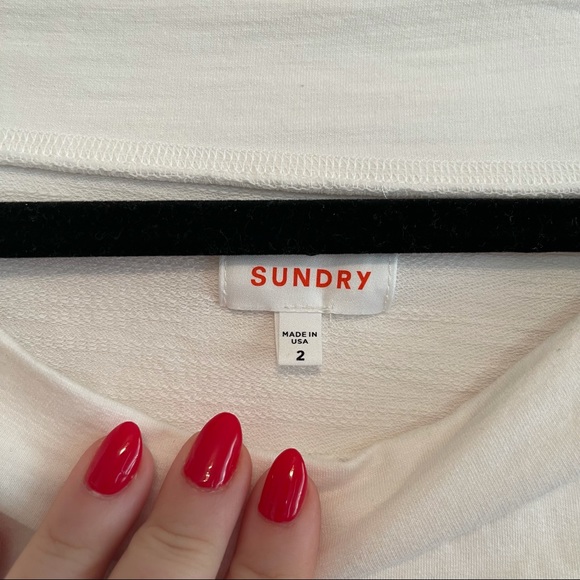 SUNDRY Beach Happy Off Shoulder Pullover In Pigment Paper Size 2 (Medium) - Picture 5 of 10